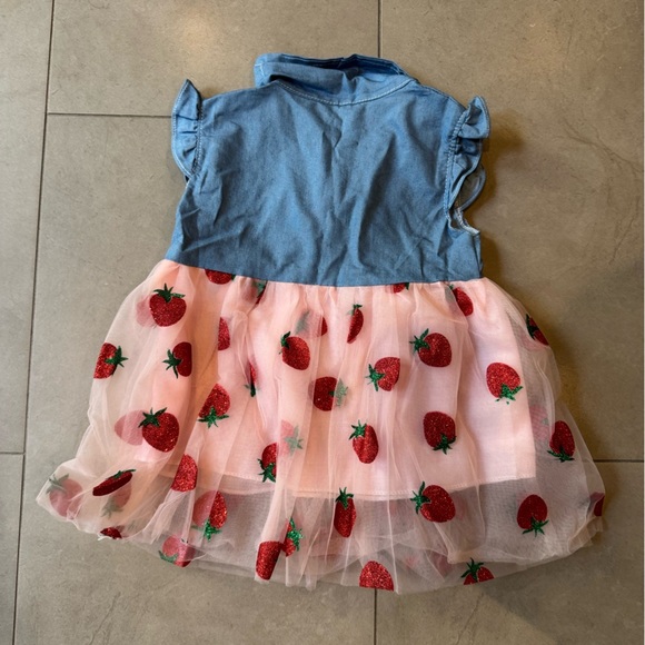 Baby Girl Strawberry Dress and Hat Sz 12-18 m - Picture 3 of 4